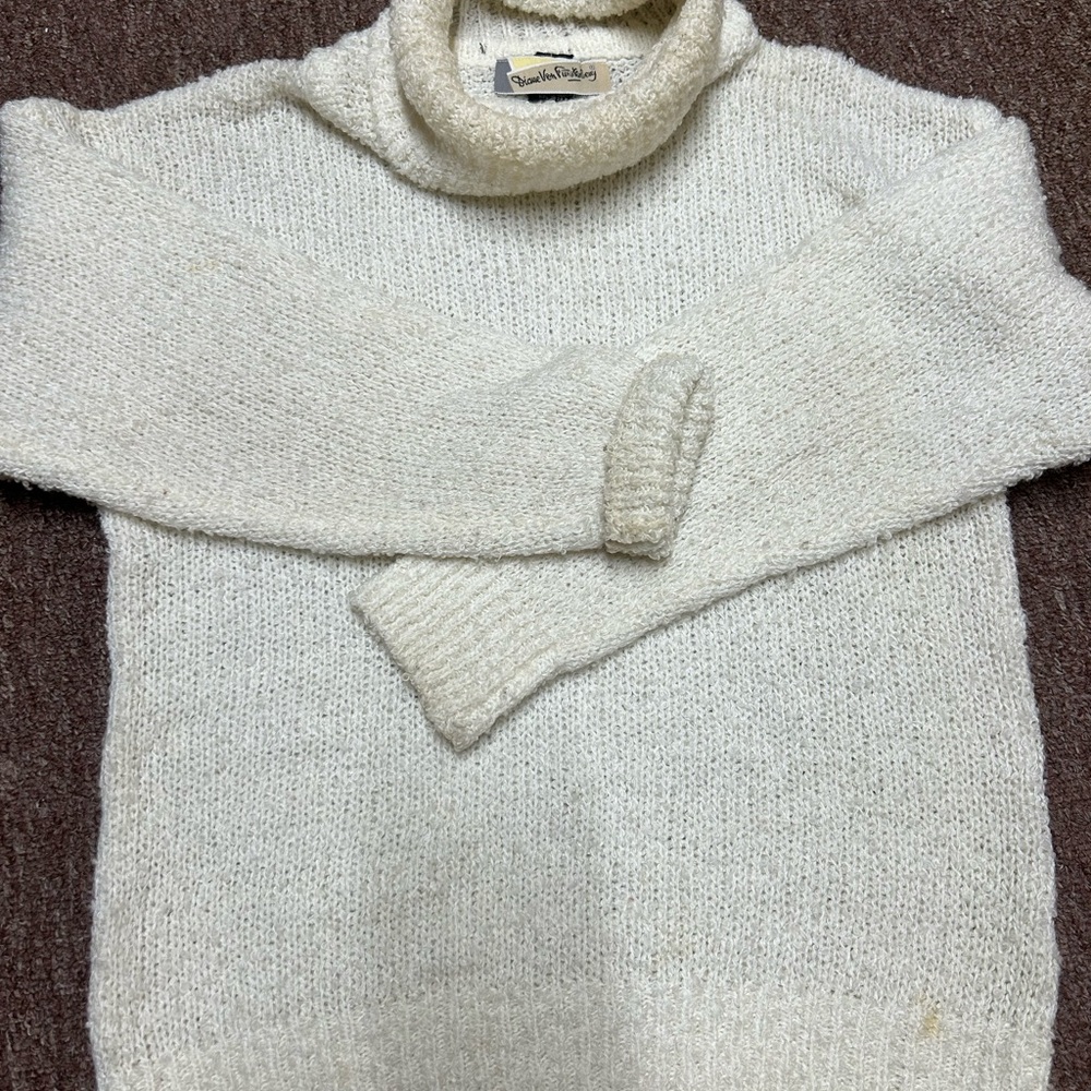Diane Von Furstenberg Cream Chunky Knit Turtleneck Sweater